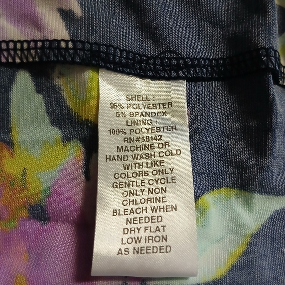 London Times Womens Floral Dress Size 6 Black Pink Green White - Picture 7 of 7